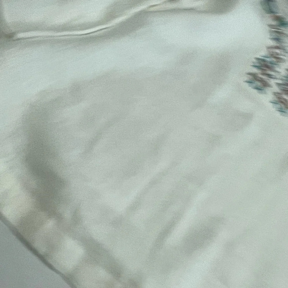 Talbots 100% Linen White Embroidered Fish  Shirt Bell Sleeves Size M - Picture 8 of 13